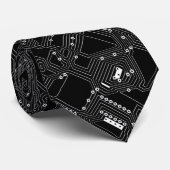 Retro Black White Classic Computer Circuit Board Stropdas (Opgerold)