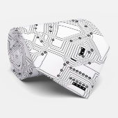 Retro Black White Classic Computer Circuit Board Stropdas (Opgerold)