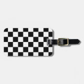 Retro Black/White Contrast Checkerboard Patroon Bagagelabel (Voorkant horizontaal)