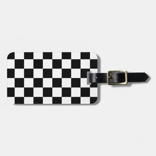 Retro Black/White Contrast Checkerboard Patroon Bagagelabel (Voorkant horizontaal)