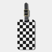 Retro Black/White Contrast Checkerboard Patroon Bagagelabel (Voorkant verticaal)