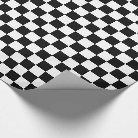 Retro Black/White Contrast Checkerboard Patroon Cadeaupapier (Hoek)