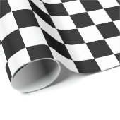 Retro Black/White Contrast Checkerboard Patroon Cadeaupapier (Rol Hoek)