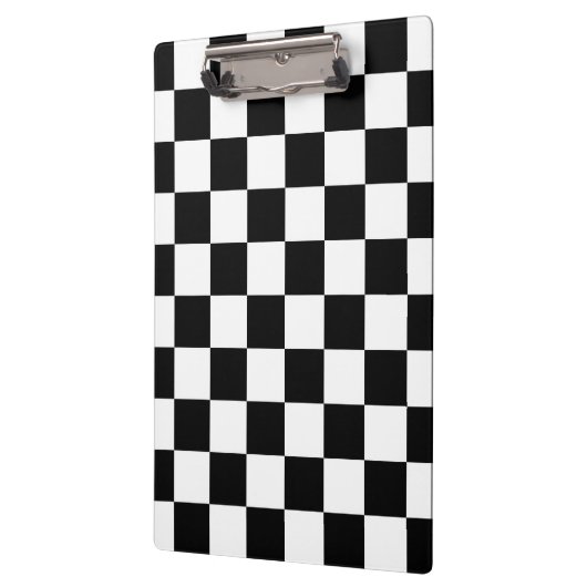 Retro Black/White Contrast Checkerboard Patroon Klembord (Links)