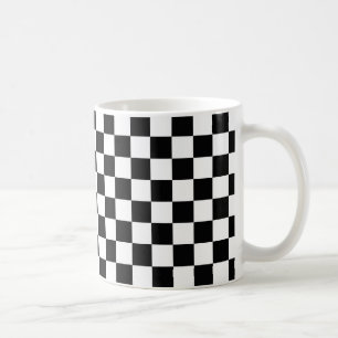 Retro Black/White Contrast Checkerboard Patroon Koffiemok