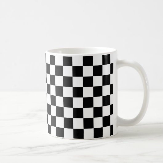 Retro Black/White Contrast Checkerboard Patroon Koffiemok (Rechts)