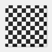 Retro Black/White Contrast Checkerboard Patroon Magneet (Voorkant)