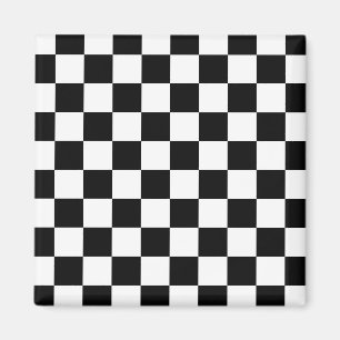 Retro Black/White Contrast Checkerboard Patroon Magneet