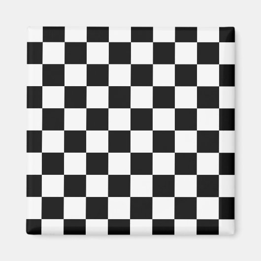 Retro Black/White Contrast Checkerboard Patroon Magneet (Voorkant)