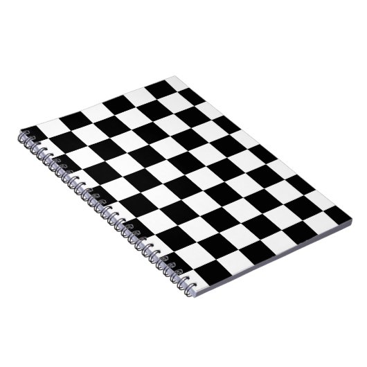 Retro Black/White Contrast Checkerboard Patroon Notitieboek (Rechterzijde)