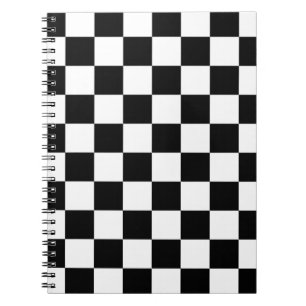 Retro Black/White Contrast Checkerboard Patroon Notitieboek