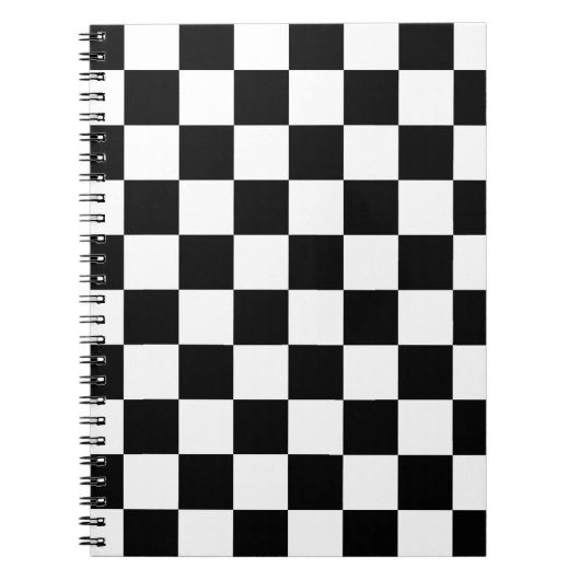 Retro Black/White Contrast Checkerboard Patroon Notitieboek (Voorkant)