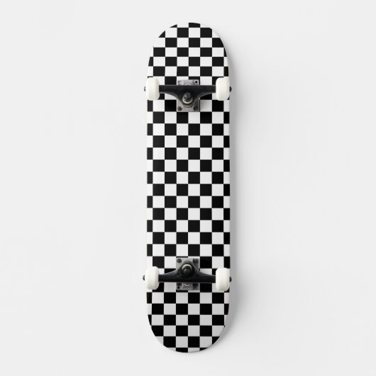 Retro Black/White Contrast Checkerboard Patroon Persoonlijk Skateboard (Voorkant)