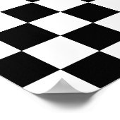 Retro Black/White Contrast Checkerboard Patroon Poster (Hoek)