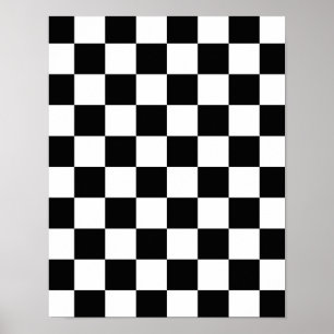 Retro Black/White Contrast Checkerboard Patroon Poster