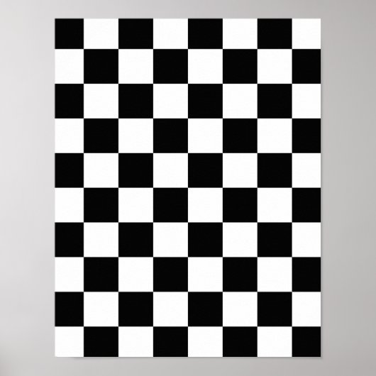 Retro Black/White Contrast Checkerboard Patroon Poster (Voorkant)