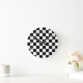 Retro Black/White Contrast Checkerboard Patroon Ronde Klok (Huis)