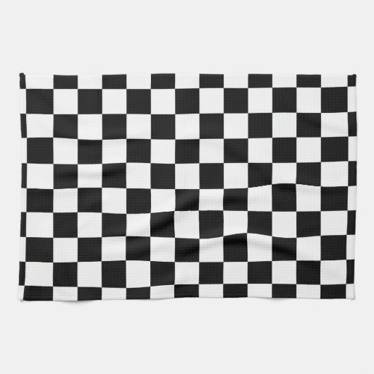 Retro Black/White Contrast Checkerboard Patroon Theedoek (Horizontaal)