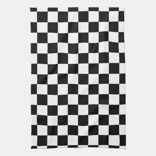 Retro Black/White Contrast Checkerboard Patroon Theedoek (Verticaal)