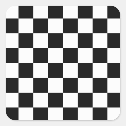 Retro Black/White Contrast Checkerboard Patroon Vierkante Sticker (Voorkant)