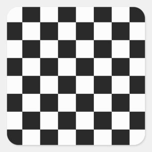 Retro Black/White Contrast Checkerboard Patroon Vierkante Sticker