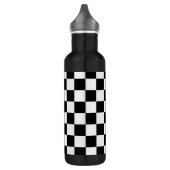 Retro Black/White Contrast Checkerboard Patroon Waterfles (Links)