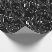 Retro Black White Cool Computer Circuit Board Cadeaupapier (Hoek)