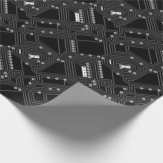 Retro Black White Cool Computer Circuit Board Cadeaupapier (Hoek)