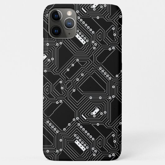 Retro Black White Cool Computer Circuit Board Case-Mate iPhone Case (Achterkant)