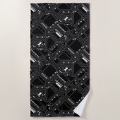 Retro Black White Cool Computer Circuit Board Strandlaken (Voorkant)