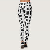 Retro Black White Crossword Puzzle Patroon Leggings (Achterkant)