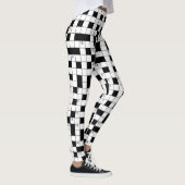 Retro Black White Crossword Puzzle Patroon Leggings (Rechts)