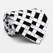 Retro Black White Crossword Puzzle Patroon Stropdas (Opgerold)