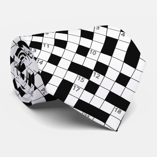 Retro Black White Crossword Puzzle Patroon Stropdas (Opgerold)