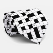 Retro Black White Crossword Puzzle Patroon Stropdas (Opgerold)