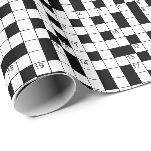 Retro Black White Crossword Puzzle Pattern Cadeaupapier (Rol Hoek)