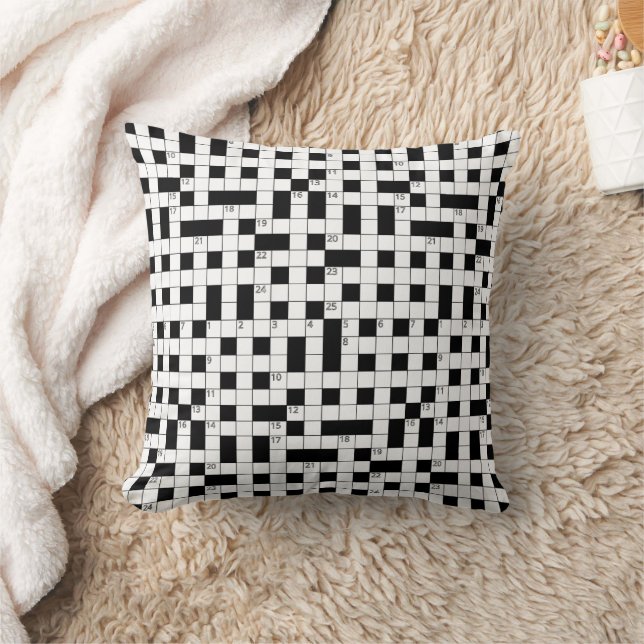 Retro Black White Crossword Puzzle Pattern Kussen (Deken)