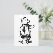 Retro  Black & White Cute Teddy Bear Briefkaart (Staand voorkant)