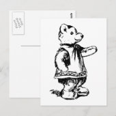 Retro  Black & White Cute Teddy Bear Briefkaart (Voorkant / Achterkant)