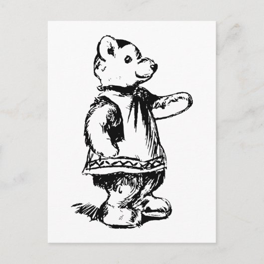 Retro  Black & White Cute Teddy Bear Briefkaart (Voorkant)