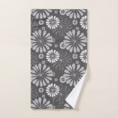 Retro Black White daisy Pattern Bad Handdoek (Handdoek)