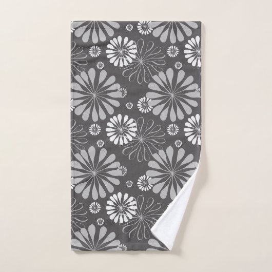 Retro Black White daisy Pattern Bad Handdoek (Handdoek)