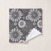 Retro Black White daisy Pattern Bad Handdoek (Wasdoekje)
