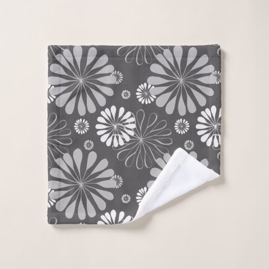 Retro Black White daisy Pattern Bad Handdoek (Wasdoekje)