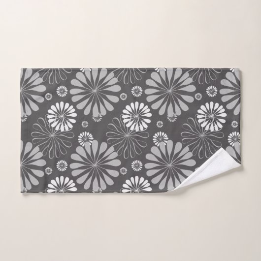 Retro Black White daisy Pattern Bad Handdoek (Handdoek)