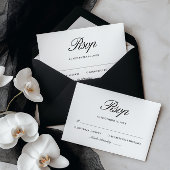 Retro Black & White Elegant Wedding RSVP Kaartje