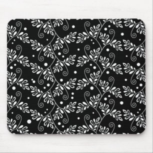 Retro Black white floral mousepad Muismat