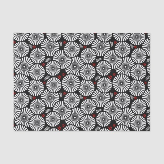 Retro black white flowers Tie Tissuepapier (Voorkant)