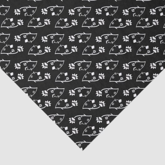 Retro black white flowers Tie Tissuepapier (Detail)