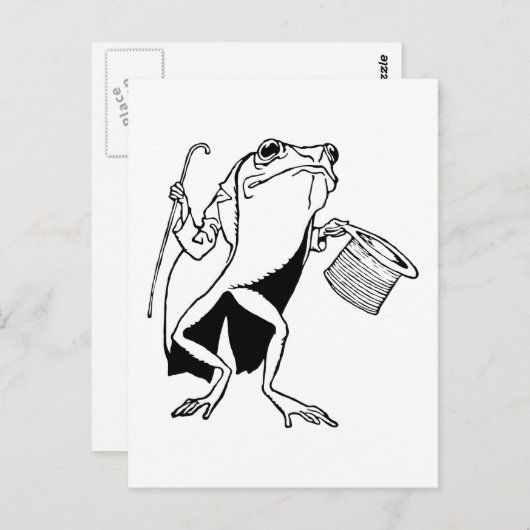 Retro Black & White Gentleman Frog Briefkaart (Voorkant / Achterkant)